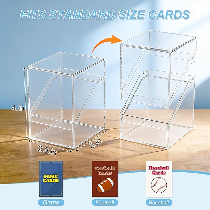 Mlikero Card Deck Cases, 12 Pack Acrylic Commander Deck Box Holding 100+ Sleeved Cards with 12 Dividers, Clear Card Storage Box Fit for MTG, TCG, Sports Cards