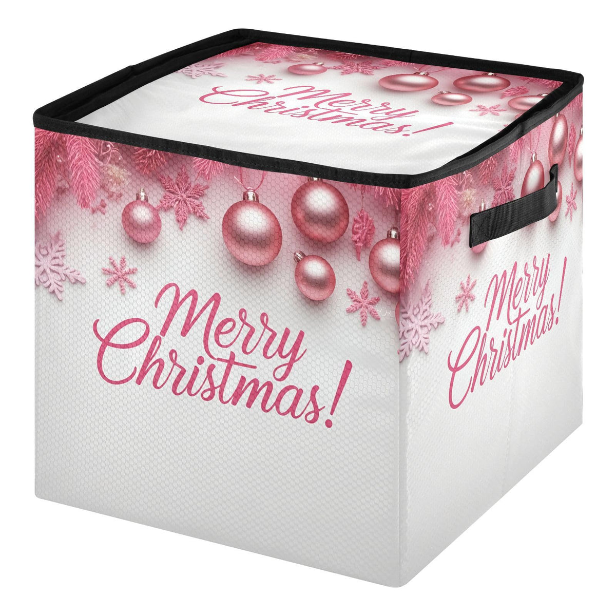 Merry Christmas Pink Christmas Ornament Storage Box - Image 1
