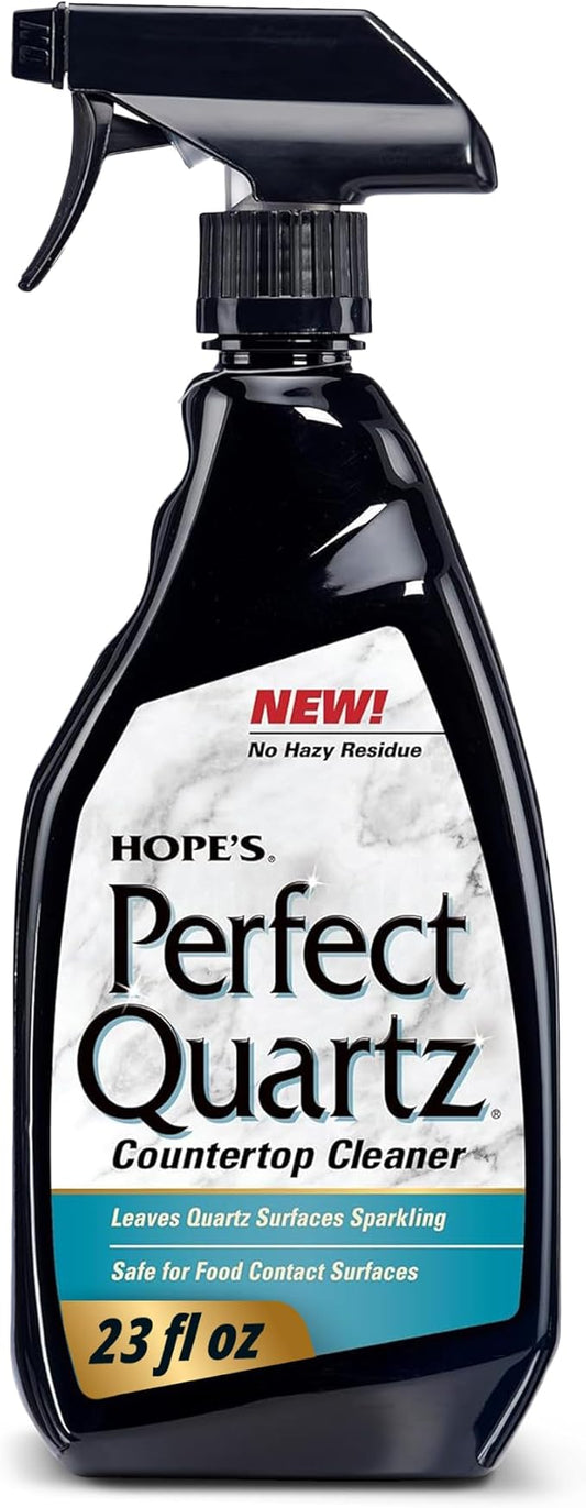 HOPE'S Perfect Quartz Countertop Cleaner, No Hazy Residue, Streak-Free, Safe on Food Contact Surfaces, Fragrance-Free, Sunscreen-Free, Counter Cleaner for All Brands of Quartz, 23 Fl Oz, Pack of 1