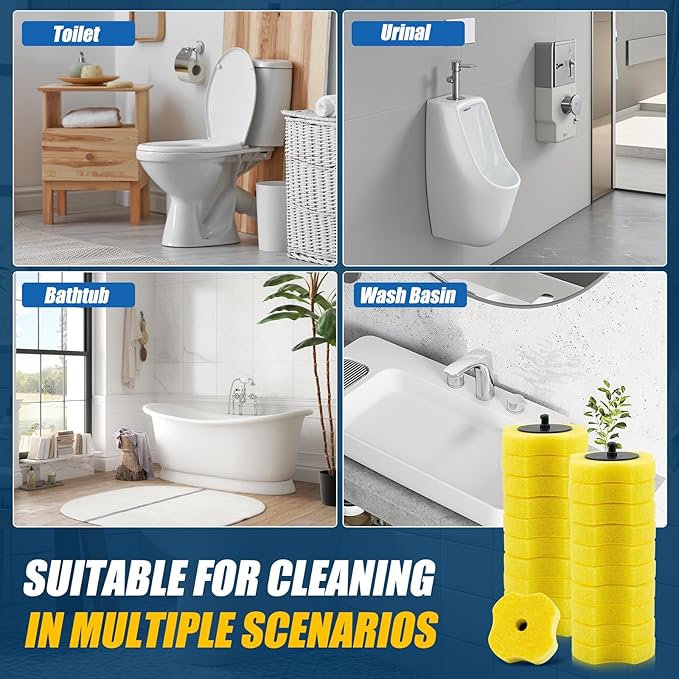 100PCS Toilet Bowl Wand Refills, Replacement Heads for Bathroom Washroom Cleaning Pads, Disposable Toilet Brush Refills Compatible with Household Brushes Scrubbers Cleaning Refill Lemon Fresh
