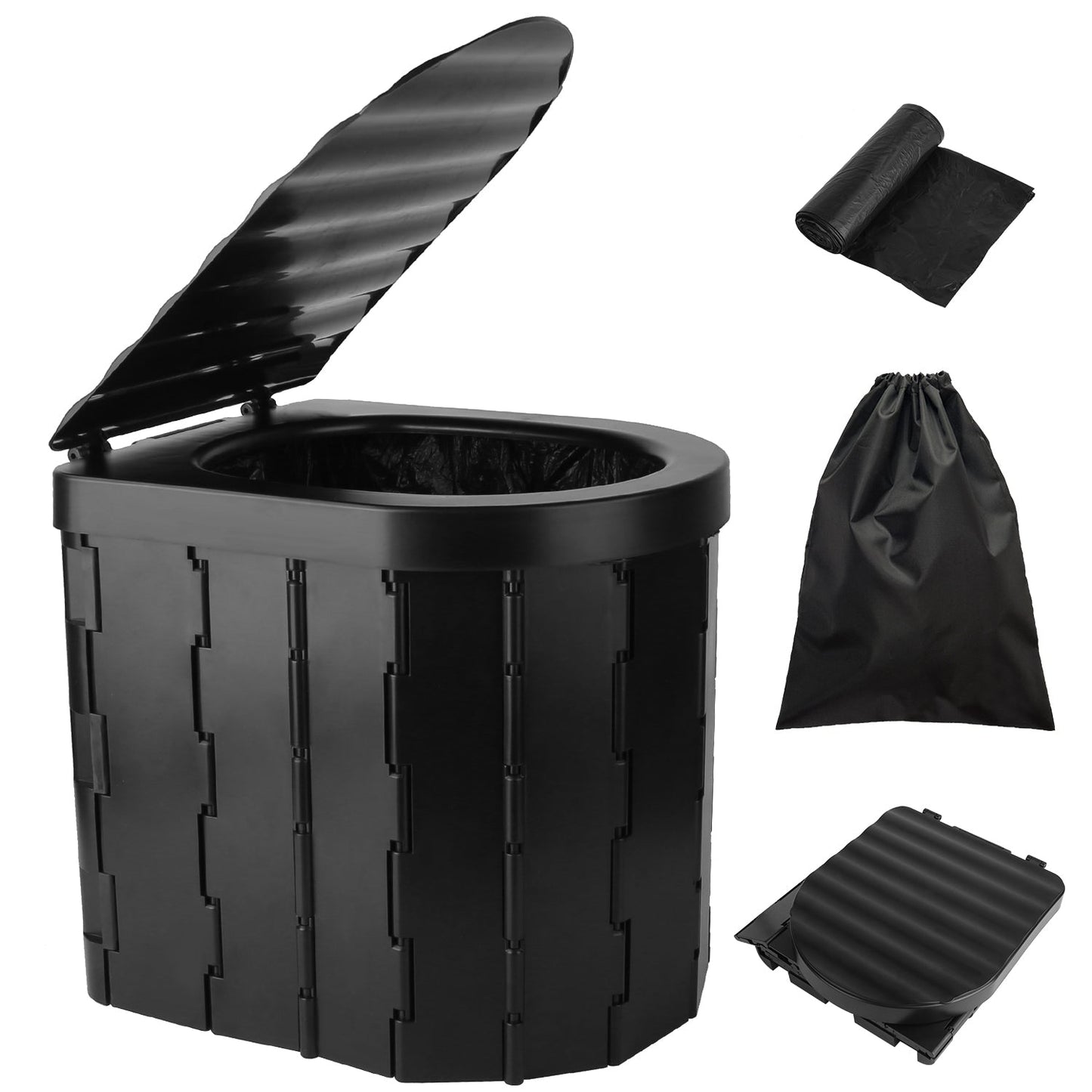 Foldable Portable Camping Toilet – Emergency Porta Potty with Lid & Carry Bag | Fixory911