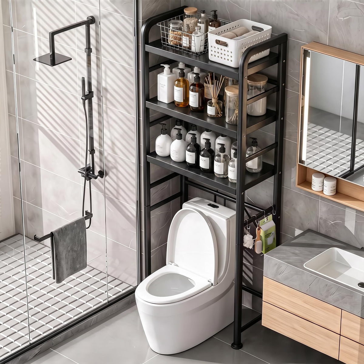 Over The Toilet Storage Rack,Heavy Duty Oval Tube Frame - Image 1