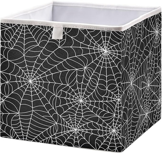 Bolaz Halloween Gray Spider Web Closet Organizers Storage Cubes Storage Bins Shelf Baskets Containers for Home Kids Room Toys Office,Square