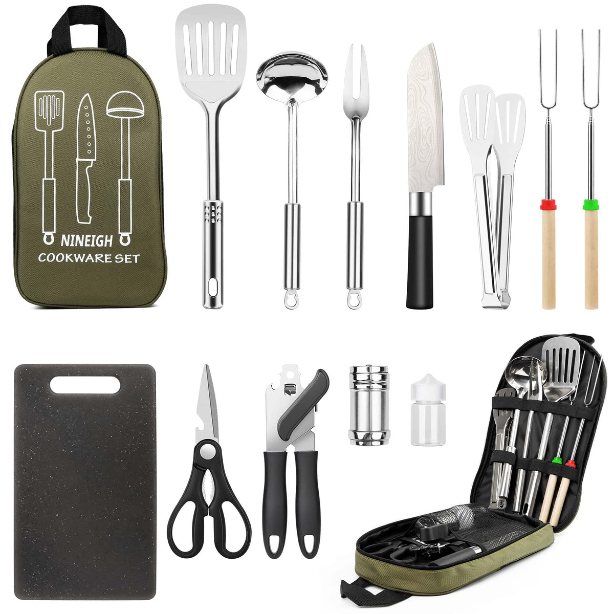 Camping Cooking Utensils Set, Stainless Steel Grill Tools - Image 1
