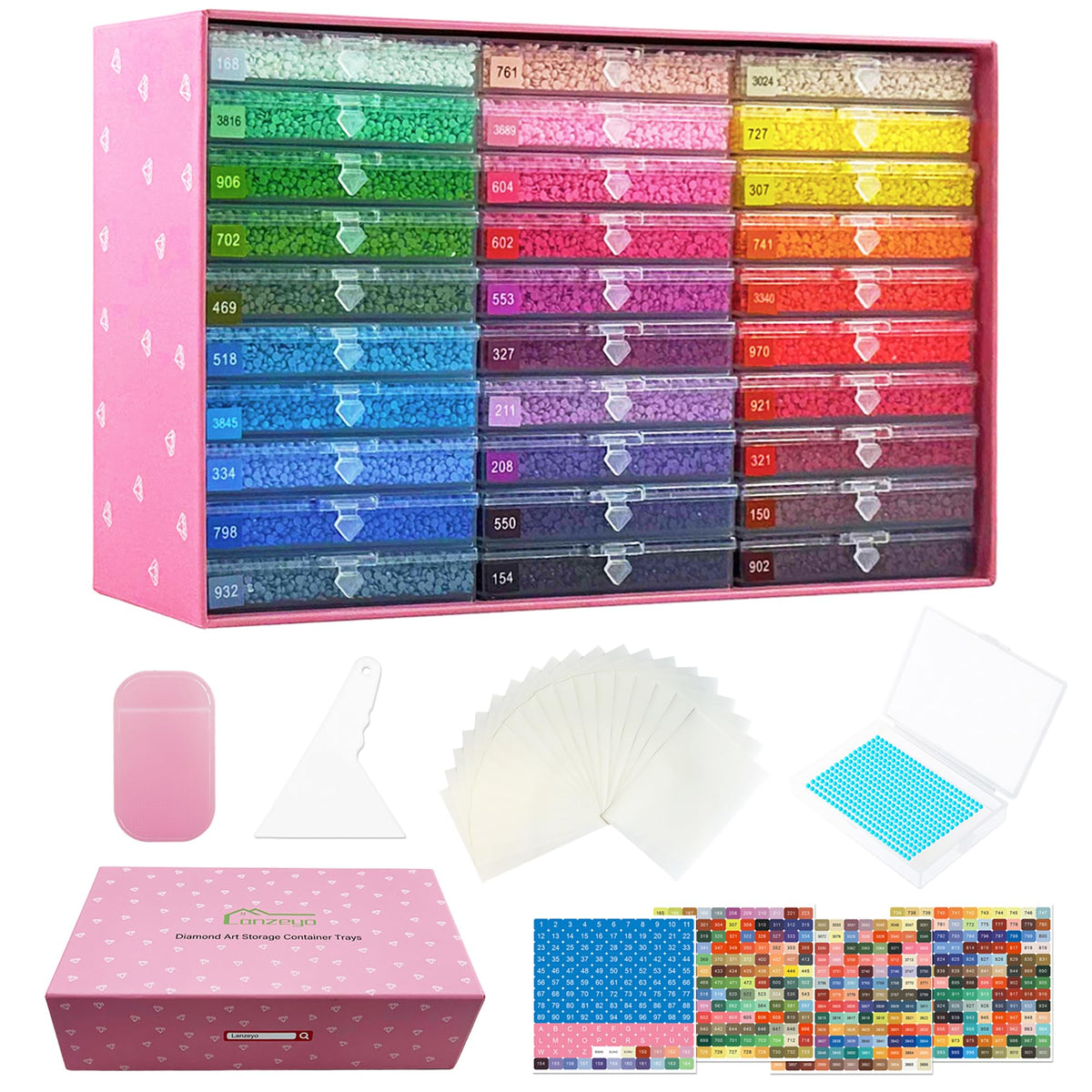Diamond Painting Storage Kit with 30 Large Lidded Clear Trays - Image 1