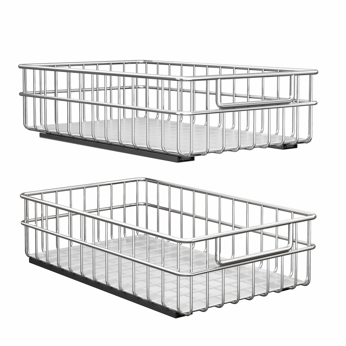 Pull out Cabinet Organizer, Stainless Steel 2-Pack Slide - Image 1