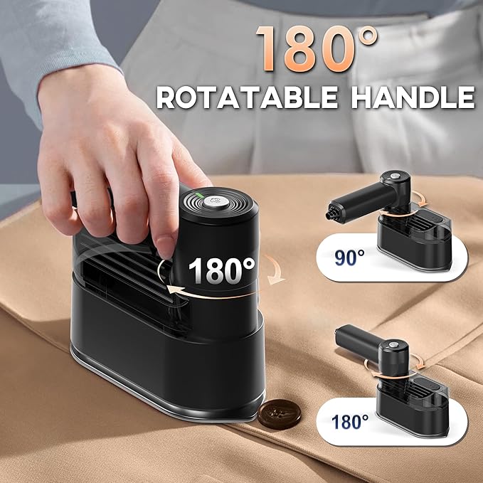Travel Steamer for Clothes Small Iron - 1000W Portable Steamer & Mini Iron,10s Fast Heat, Handheld Mini Steamer with 8FT Cord, Foldable Handle, Travel, College Dorm & Home Essentials (Grey)