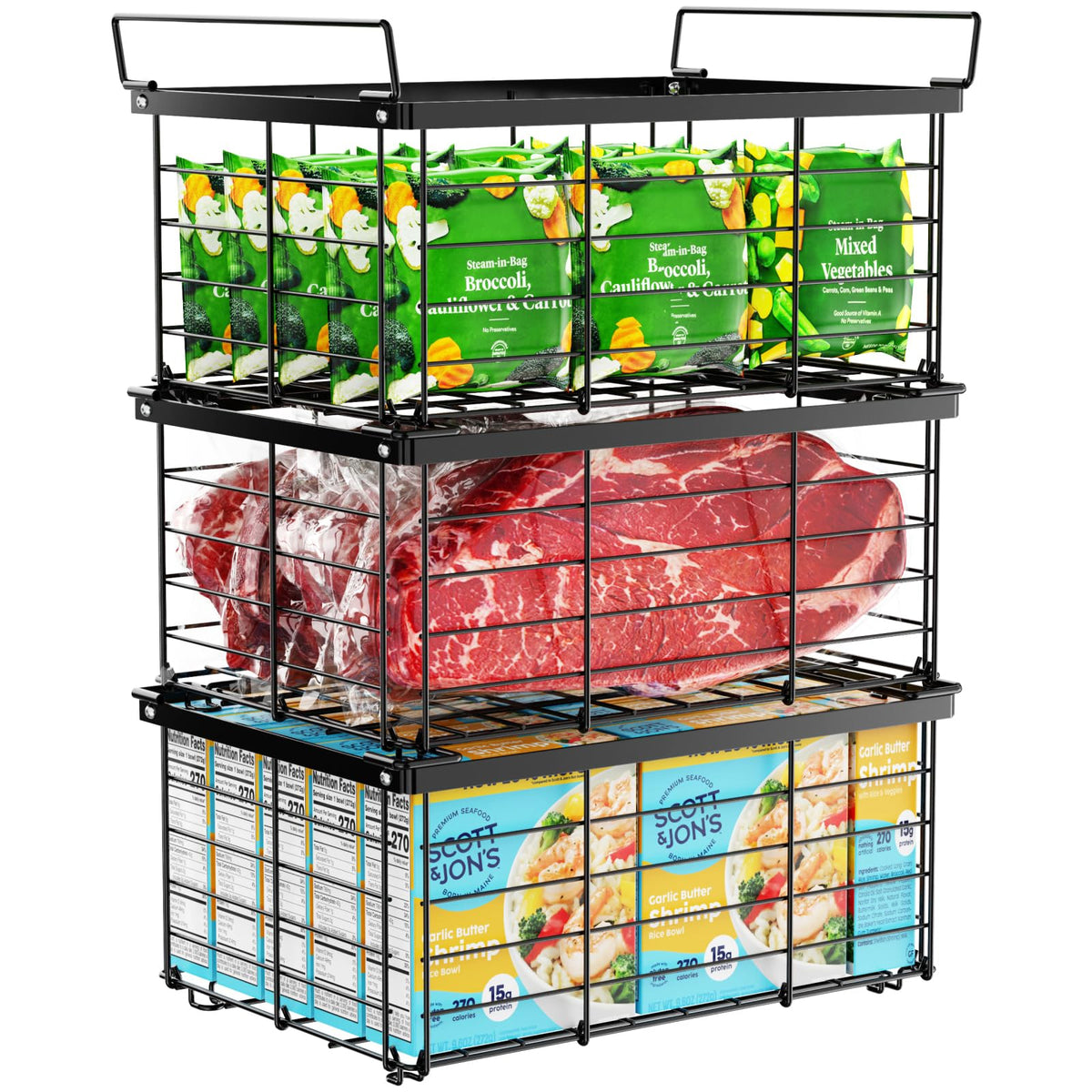 Freezer Organizer Bins - Large 3 Pack For Chest Freezer - Image 1