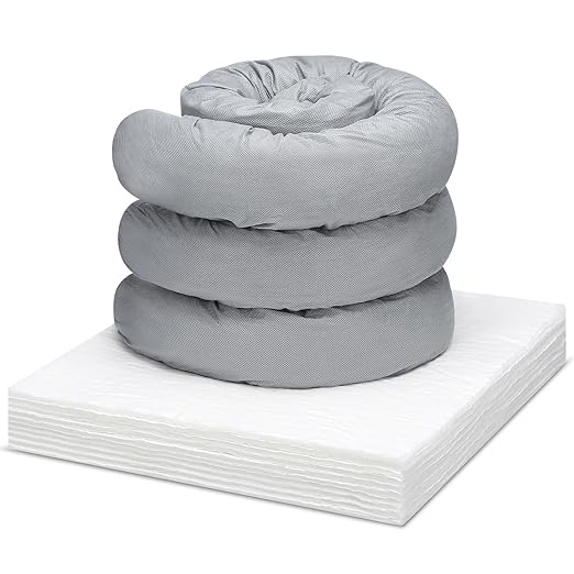 Boao 13 Pcs Water Absorbing Kit 3" x 48" Safe Reusable Universal Absorbent Sock with Absorbent Mats for Water and Oil Spill – Absorbs up to 1 Gallons Per Sock for Home Exterior, Garage Flood Barrier
