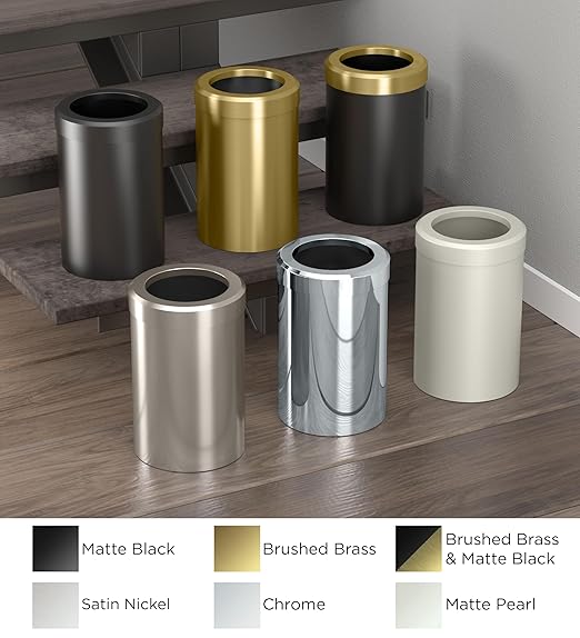 Gatco Small Bathroom Trash Can with Lid, Round 3 Gallon Stainless Steel Wastebasket, Under Sink, Satin Nickel, for Bathroom, Bedroom, Office (1911)