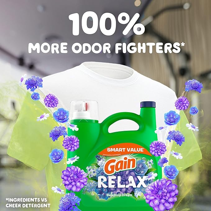 Gain Liquid Laundry Detergent, Relax, HE Compatible, 154 fl oz, 107 Loads