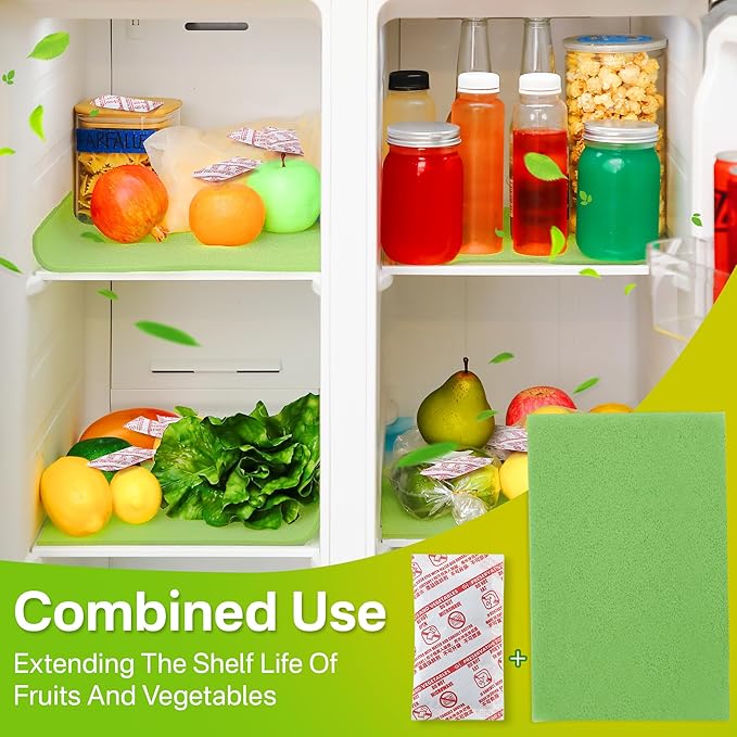 16 Pack Produce Saver Refill Kit with 5 Refrigerator Bin Liners, Carbon Filter Refills Ethylene Gas Absorber for Fruits Keeper & Crisper Inserts, Fridge Liners, Keep Produce Vegetable Fresh