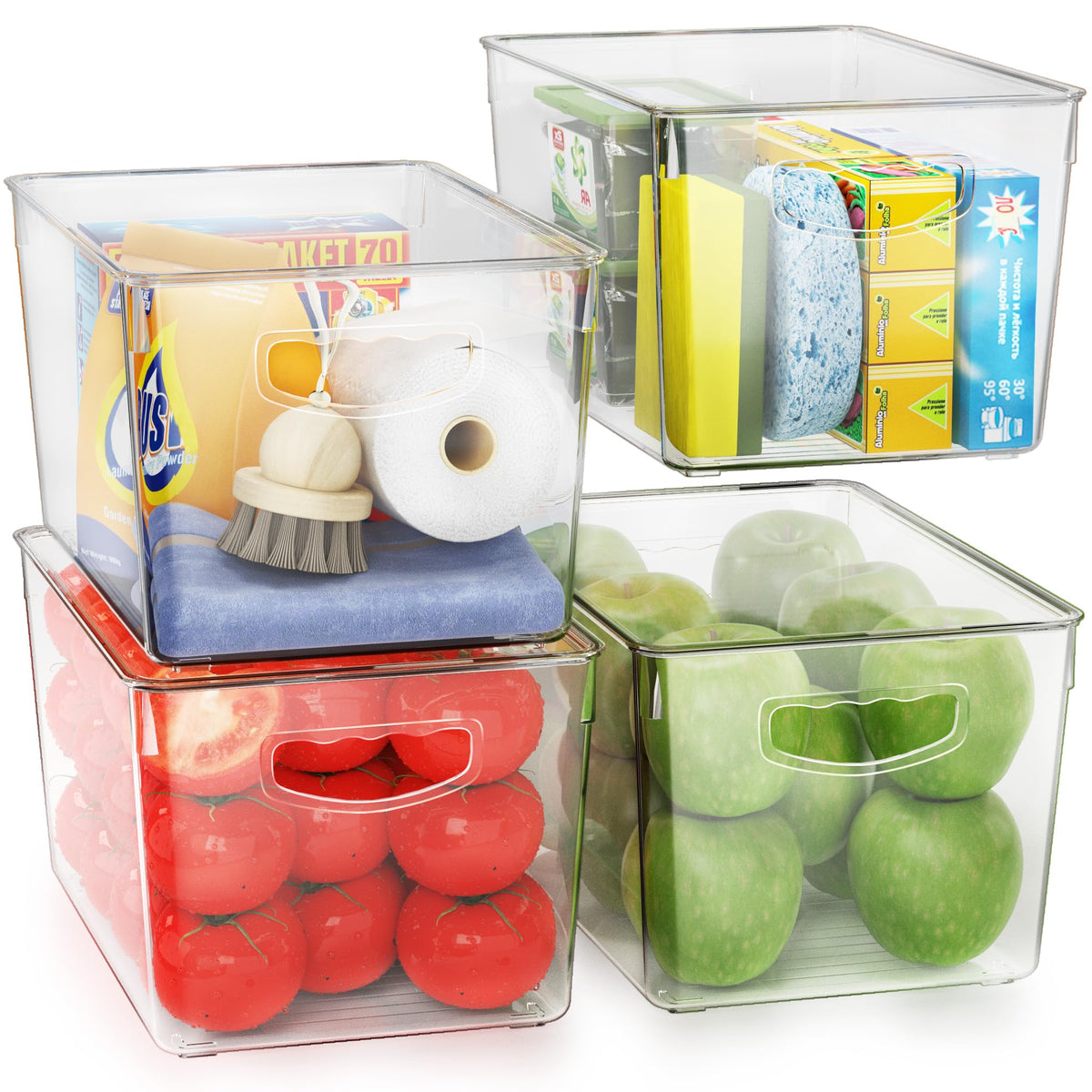 Large Clear Storage Bins with Lids, Stackable Containers, 4 Pack - Image 1