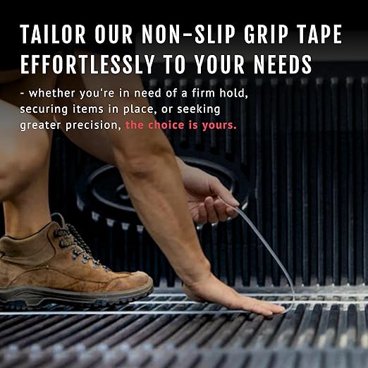 CATTONGUE GRIPS Non-Abrasive Grip Tape Wrap - 2” Thick Heavy-Duty, Waterproof Anti-Slip Tape for Wrapping Tools, Bats, Gym Equipment - Indoor & Outdoor Anti-Slip Solution (Black & Clear, 2-Pack)