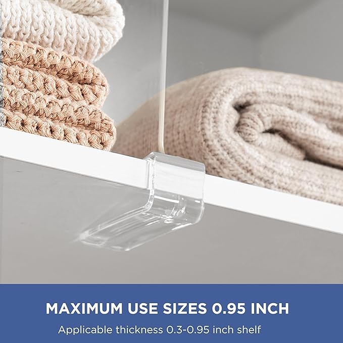 HBlife 4 Pack Closet Organizers and Storage, Clear Shelf Dividers, Vertical Purse Organizer for Closet Perfect for Sweater, Shirts, Handbags in Bedroom and Kitchen, Acrylic Bookshelf for Organization
