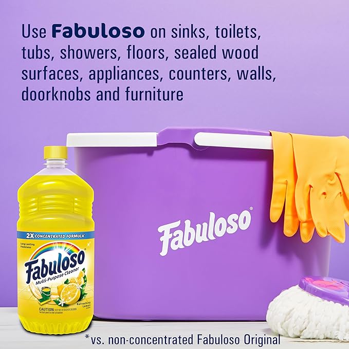 Fabuloso Multi-Purpose Cleaner, 2X Concentrated Formula, Refreshing Lemon Scent, 56 oz