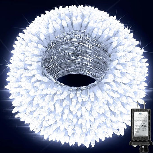 240ft Outdoor Christmas Lights, 750 LED Super Long String Lights 12 Modes & Timer Memory, Dimmable Outsite Waterproof Light Strings for Xmas Tree Garden Wedding Party Holiday Decorations Cool White