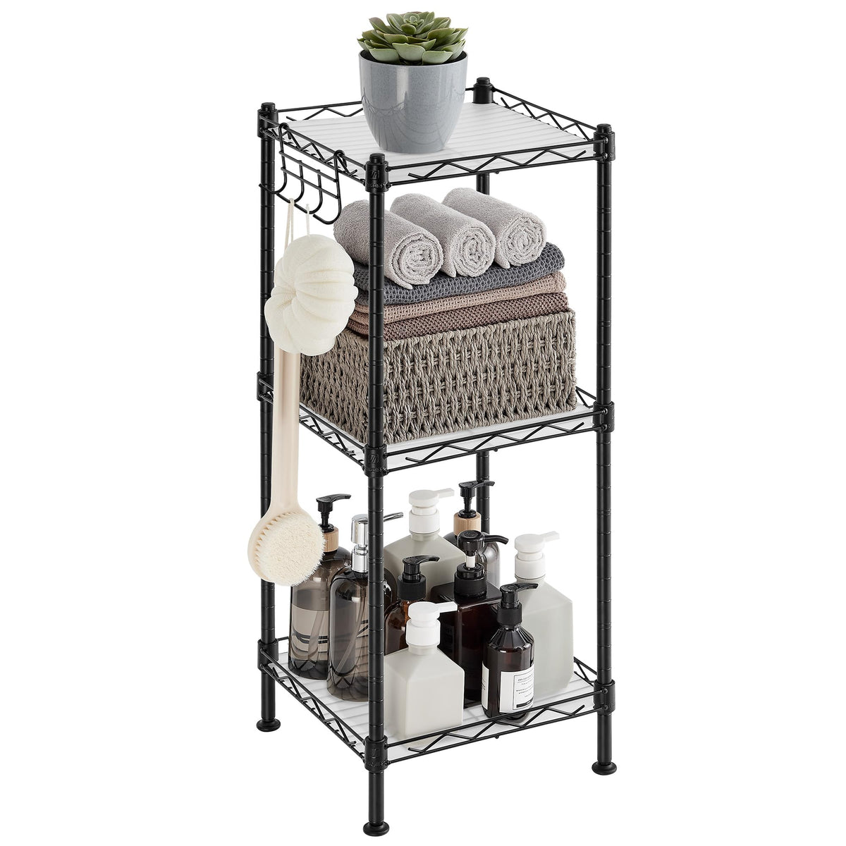 SONGMICS 3-Tier Bathroom Shelf, Storage Rack for Small Space - Image 1