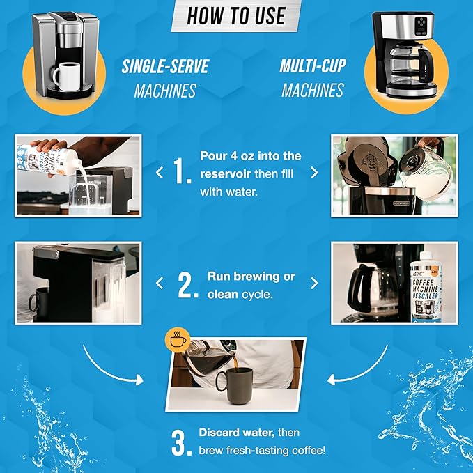 ACTIVE Coffee Machine Descaler and Disposal Cleaner Tablets - Includes 32oz Coffee Maker Cleaner and 24ct Garbage Disposal Tablets