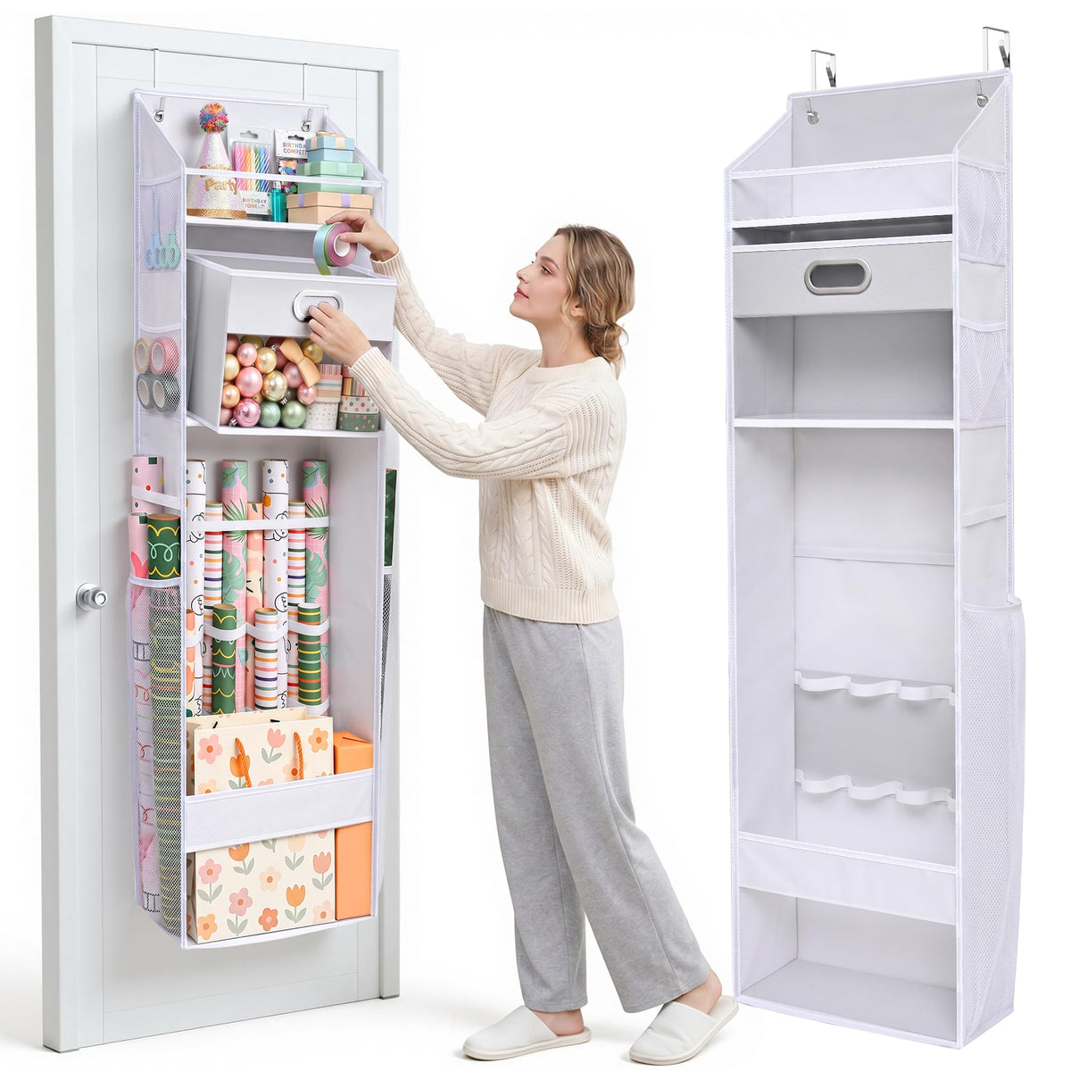 Ordovibe Wrapping Paper Storage Organizer, Over The Door - Image 1