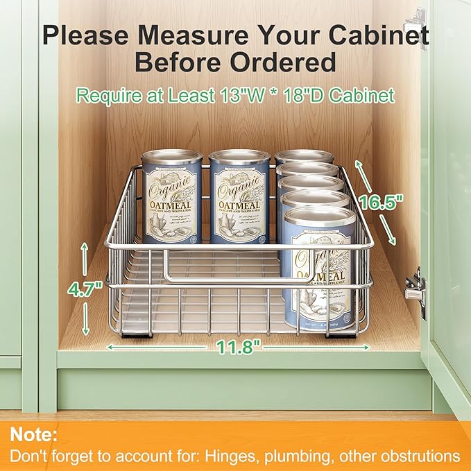 Pull-Out Cabinet Organizer — Stainless Steel, 2-Pack