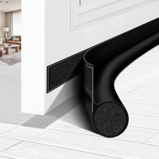 HomeProtect 32 inch Door Draft Stoppers, Adjustable Door Bottom Seals Keep Cold Air Out, Block Noise Light Odor Dust, Soundproof Door Sweep for Bottom of Door Suitable for Interior/Exterior, Black