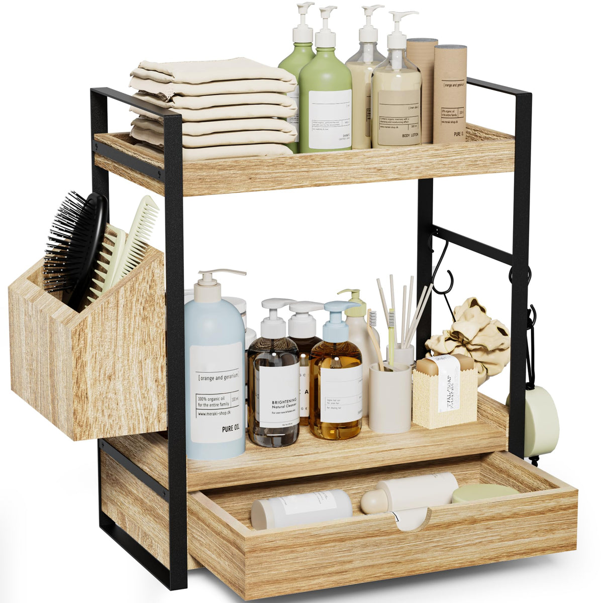 2-Tier Bathroom Counter Organizer, Wooden Vanity She | All Products - Image 1