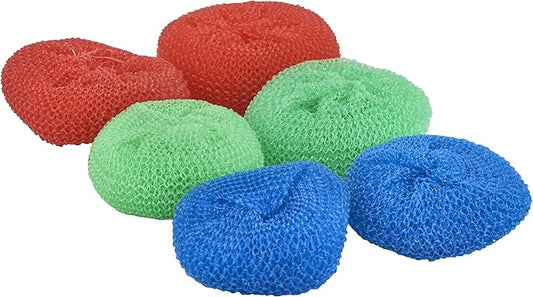 Nylon Scouring Pads-Dish Scrubbers, for Dishes, Pots, and Stoves, Durable Mesh Scourers, for Tough Cleaning. Nylon Dish Scrubbers, Assorted Colors (Superio) (6 Pack)