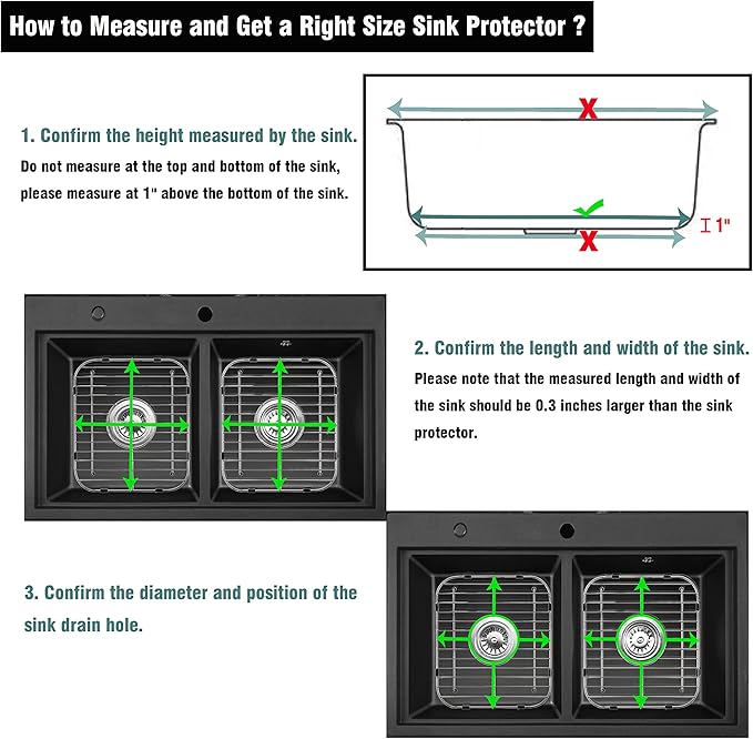 Sink Protectors for Kitchen Sink 13" x 11-5/8", 304 Stainless Steel Sink Grid protectors for Kitchen Sink with Certer Drain Hole, Metal Protector for Sink with Sink Strainers (Center Drain)