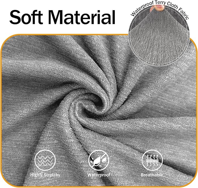 Waterproof Stretch Spandex Chair Sofa Slipcover - Non-Slip Soft Couch Cover with Elastic Bottom, Washable Leakproof Furniture Protector for Kids, Pets, Dogs & Cats (Chair, Light Gray)