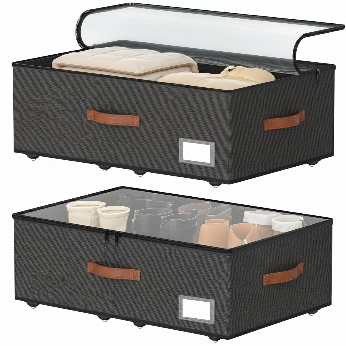 UnderBed Storage with Wheels, 12 inches height under bed - Image 1