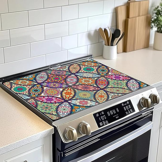 Decorative Electric Stove Top Covers, Heat Resistant Silicone Stove Cover Mat, Stove Top Protectors for Electric Flat Glass Stoves, Adds Extra Counter Space for Small Kitchens and Apartments