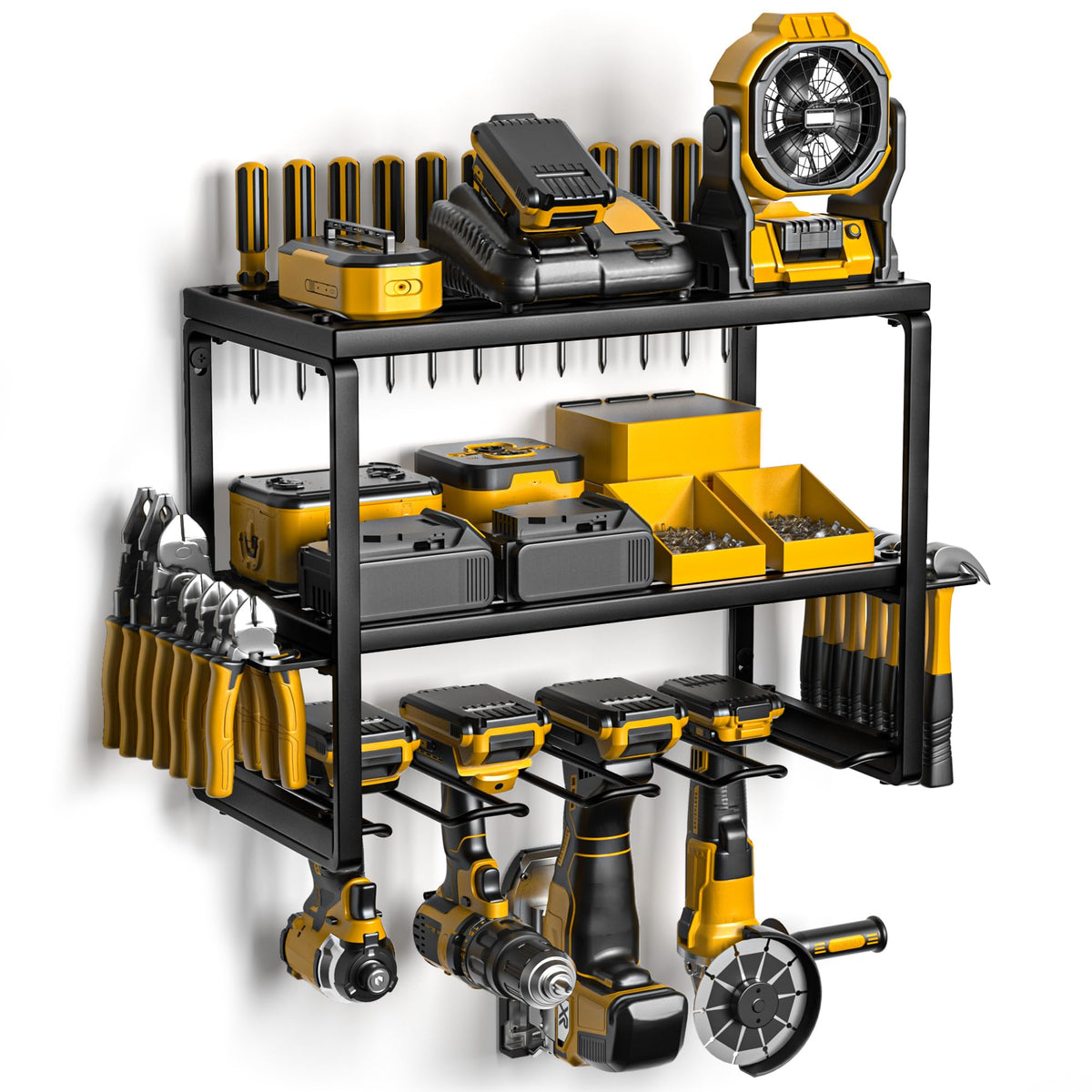 Power Tool Organizer, 3 Layers 4 Drill Holder Wall Mount - Image 1