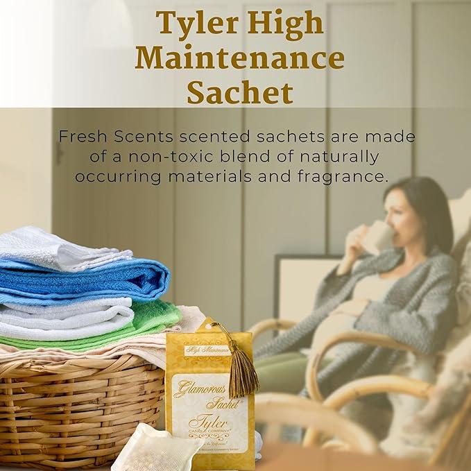 Worldwide Nutrition Bundle: Tyler High Maintenance Scent Dryer Sheet Sachets - Glamorous Reusable Dryer Sheets - 1 Pack, 4 Dryer Home Sachets and Multi-Purpose Key Chain