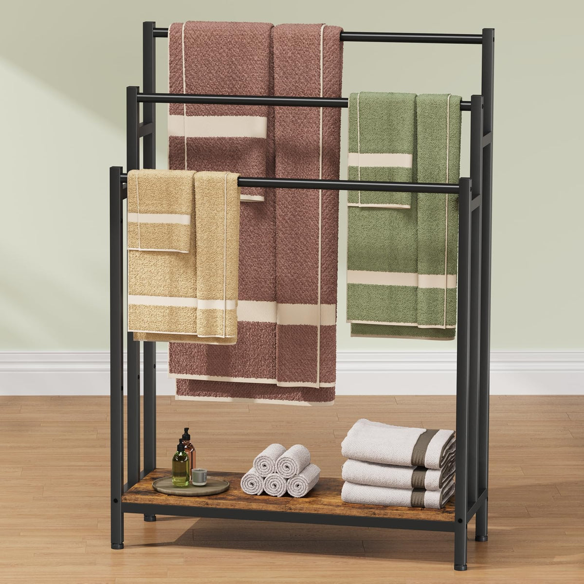 46" Extra Large Freestanding Towel Rack Stand | Bathroom Organizatio - Image 1