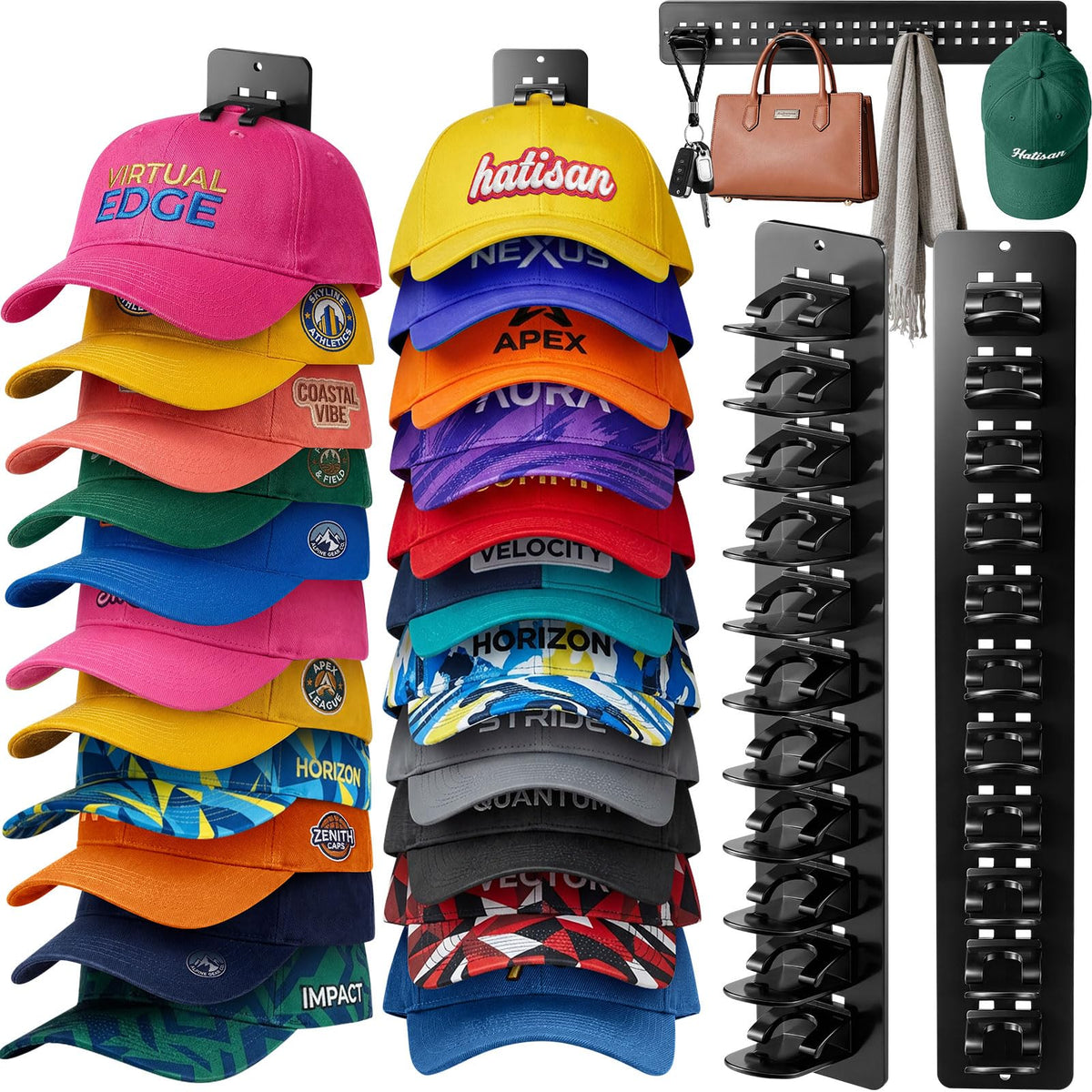 2 Pack Hat Organizer for Baseball Caps, Detachable DIY Hat - Image 1