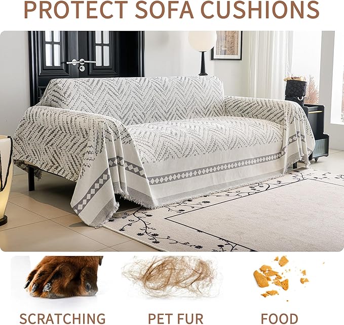 HAOMAIJIA Non Slip Couch Cover Sofa Covers for 3 Cushion Couch Washable sectional Couch Covers for Dogs pet Furniture Protector Couch Cover Blanket for Living Room (MR-Grey, 71"x134")