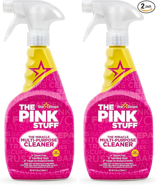 The Pink Stuff Miracle Multi-Purpose Cleaner â€“ Removes Grease, Grime, and Stains on Kitchens, Bathrooms, Floors, and More - 750ml (Pack of 2)