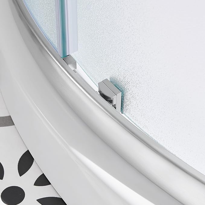 OVE Decors Breeze 32 in. Corner Shower Frosted Sliding Door with Included Base in Satin Nickel Finish