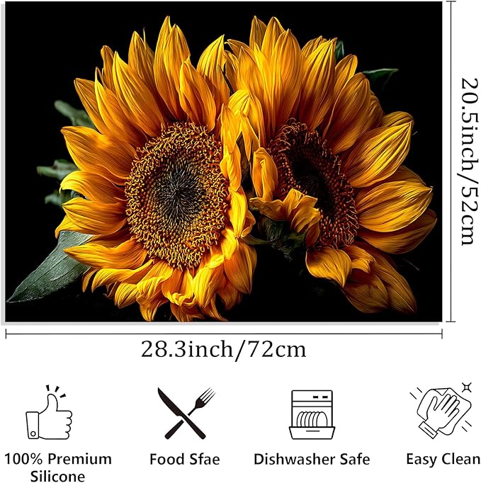Stove Top Covers for Electric Stove, Oilproof Range Top Pad, Spill-Deflecting Counter Shield, Washable Appliance Cover, 28.3 x 20.5 Inches, Sunflower Farmhouse Decor(Sunflower)