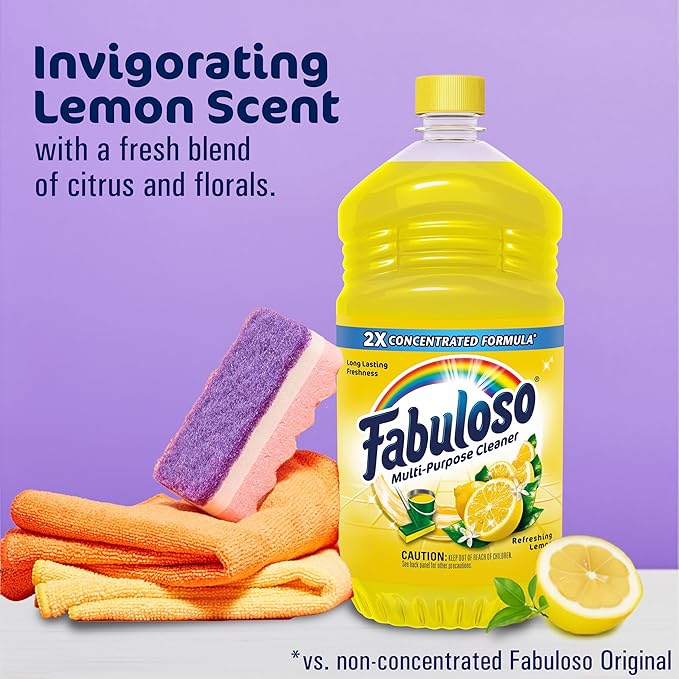 Fabuloso Multi-Purpose Cleaner, 2X Concentrated Formula, Refreshing Lemon Scent, 56 oz