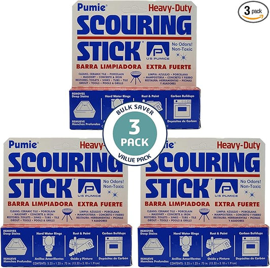 PUMIE 3 Pack Scouring Stick, Toilet Bowl Ring Remover, Heavy Duty Extra Strong Pumice Cleaning Bar, Pumice Stone for Cleaning Toilet Rings, Bathroom & Kitchen Stains by USPumice