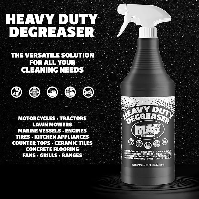 MA5x Heavy Duty Degreaser Cleaner | Indoor and Outdoor Formula | Commercial, Residential, Kitchen, Automotive and Equipment Degreaser and Cleaner | 32oz Spray Bottle | Pack of 1