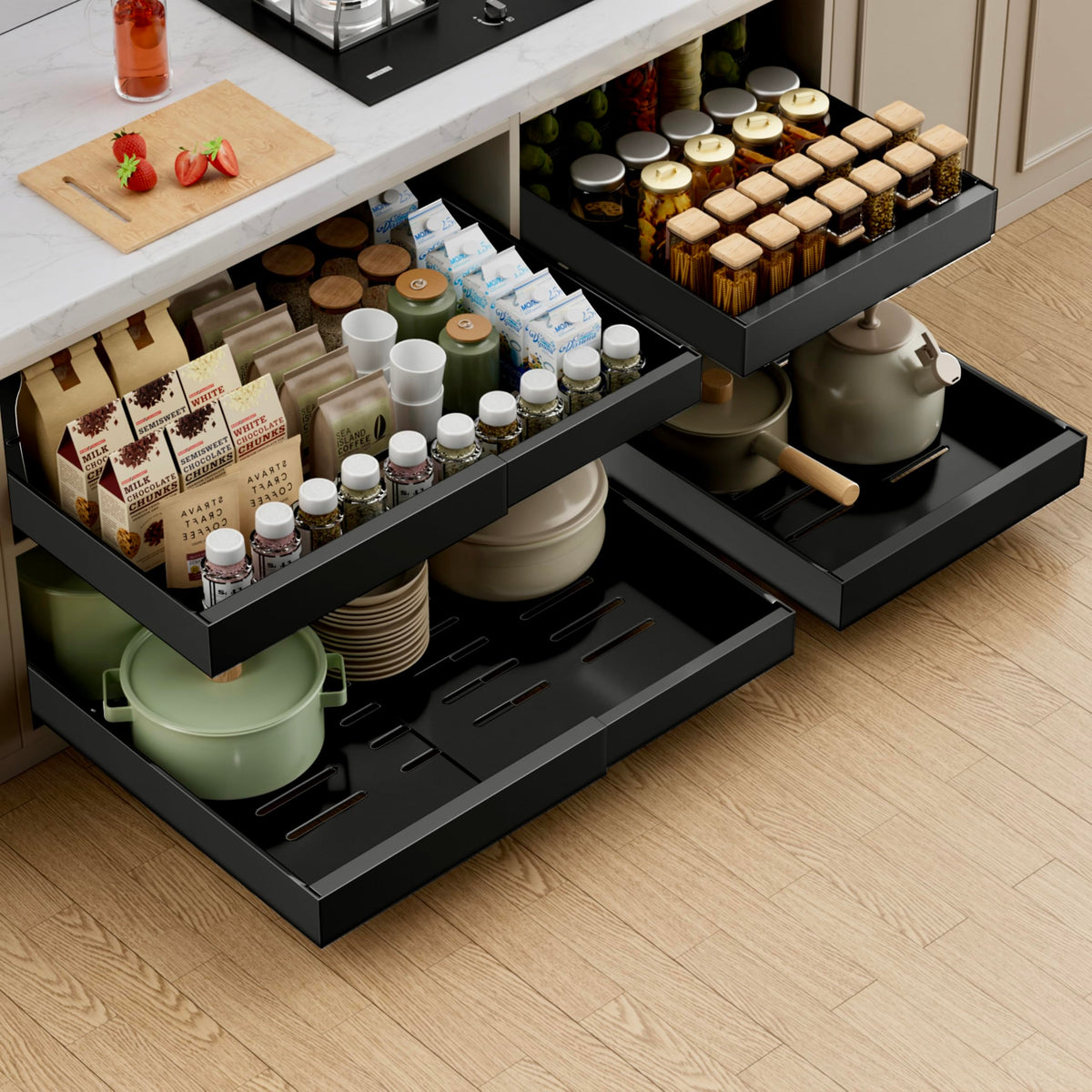 PAKETA 2 Pack Expandable Pull Out Cabinet Organizer,21" Deep - Image 1