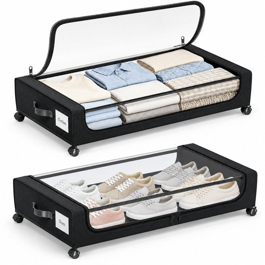 Under Bed Storage with Wheels, 2-Pack 60L Bins - Image 1