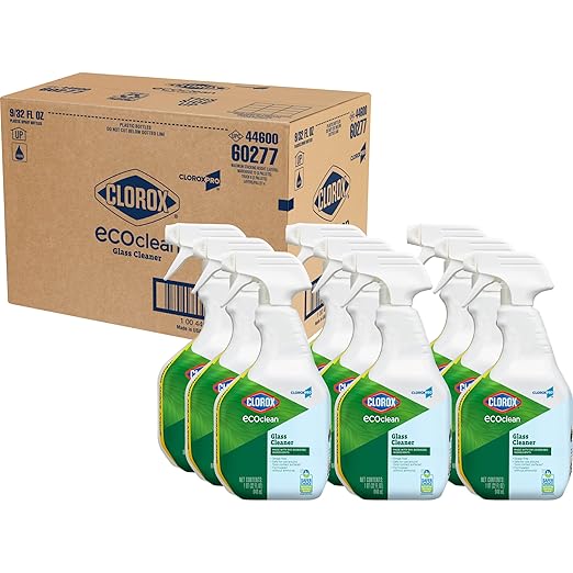 CloroxPro Clorox EcoClean Glass Cleaner Spray Bottle, 32 Fluid Ounces, Pack of 9 (Package May Vary)