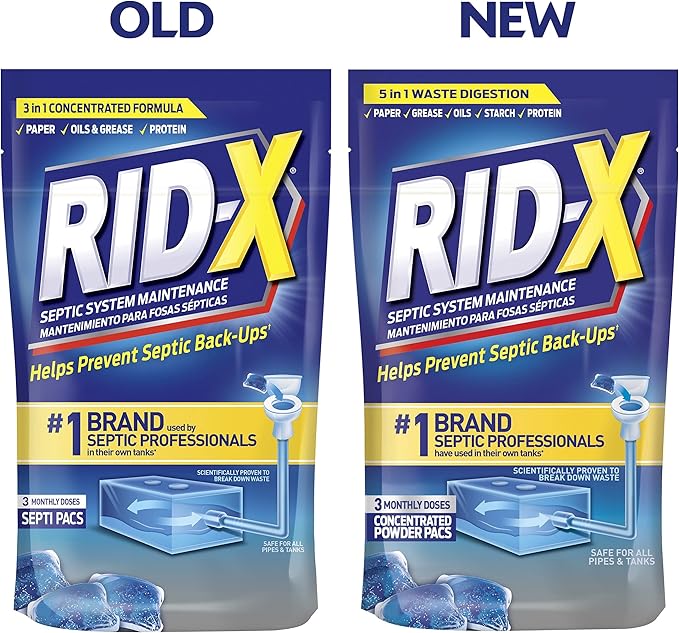 Rid-X Septic Tank Treatment Enzymes,3 Month Supply Septi-Pacs,3.2oz,(Pack of 2)