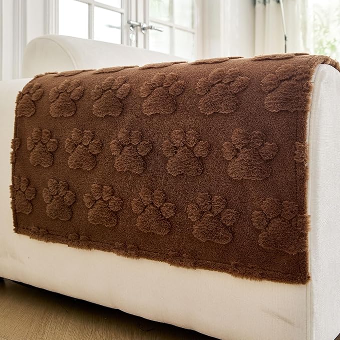 Waterproof Couch Cover for Dogs Washable,Fuzzy Pet Couch Covers for Sofa,Thick Soft Dog Mat Non-Slip Couch Covers for 3 Cushion Couch Sofa Pet Friendly (Brown, 23 * 23(2pcs))