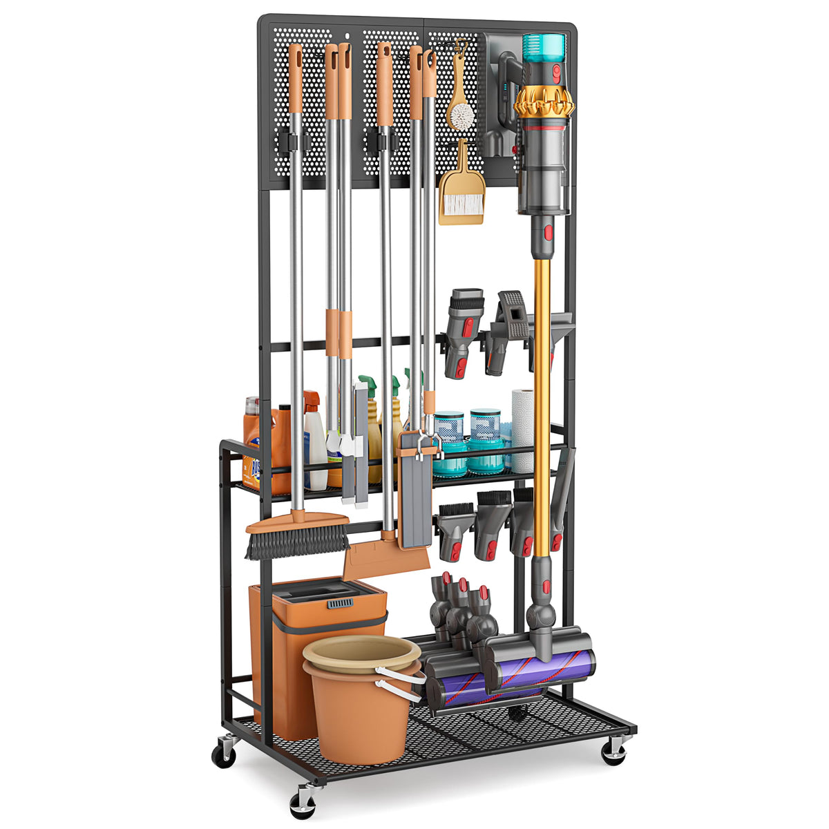 Vacuum Stand for Dyson V15 V12 V11 V10 V8 V7 V6 with Broom - Image 1