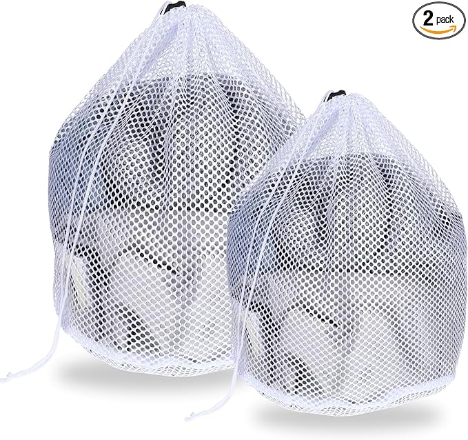 Mesh Laundry Bags, Laundry Bag for Delicates with Drawstring Closure Mesh Wash Bags for Lingerie Delicates Bra Underwear Pants Shoes Socks(2Pcs, M+S)